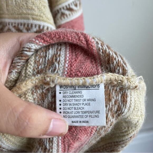 Vintage angora wool striped chunky V neck grandpa sweater size 40 - Picture 6 of 7